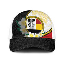 PNG Madang Provins Mesh Trucker Cap Papua New Guinea Plumeria Melanesian Pattern LT14 One Size White White - Polynesian Pride