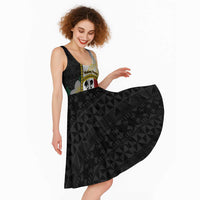 Personalised PNG Madang Provins Midi Dress Papua New Guinea Plumeria Melanesian Pattern - Polynesian Pride