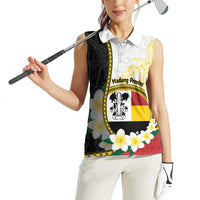 Personalised PNG Madang Provins Women Sleeveless Polo Shirt Papua New Guinea Plumeria Melanesian Pattern - Polynesian Pride