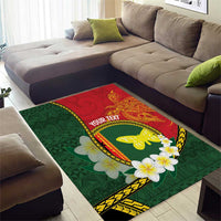 Personalised PNG Oro Provins Area Rug Papua New Guinea Plumeria Melanesian Pattern - Polynesian Pride