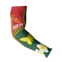 Personalised PNG Oro Provins Arm Sleeves Papua New Guinea Plumeria Melanesian Pattern - Polynesian Pride