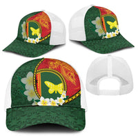 PNG Oro Provins Baseball Net Cap Papua New Guinea Plumeria Melanesian Pattern - Polynesian Pride