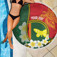 Personalised PNG Oro Provins Beach Blanket Papua New Guinea Plumeria Melanesian Pattern - Polynesian Pride