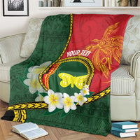 Personalised PNG Oro Provins Blanket Papua New Guinea Plumeria Melanesian Pattern - Polynesian Pride