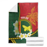 Personalised PNG Oro Provins Blanket Papua New Guinea Plumeria Melanesian Pattern - Polynesian Pride