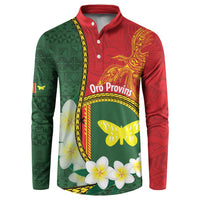 Personalised PNG Oro Provins Button Sweatshirt Papua New Guinea Plumeria Melanesian Pattern - Polynesian Pride