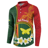 Personalised PNG Oro Provins Button Sweatshirt Papua New Guinea Plumeria Melanesian Pattern - Polynesian Pride