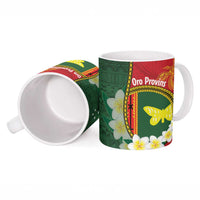 Personalised PNG Oro Provins Ceramic Mug Papua New Guinea Plumeria Melanesian Pattern LT14 - Polynesian Pride