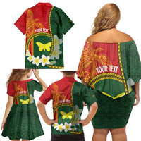 Personalised PNG Oro Provins Family Matching Off Shoulder Short Dress and Hawaiian Shirt Papua New Guinea Plumeria Melanesian Pattern - Polynesian Pride