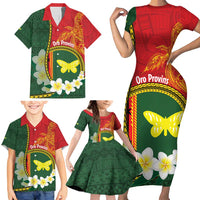 Personalised PNG Oro Provins Family Matching Short Sleeve Bodycon Dress and Hawaiian Shirt Papua New Guinea Plumeria Melanesian Pattern - Polynesian Pride