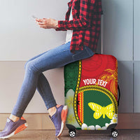 Personalised PNG Oro Provins Luggage Cover Papua New Guinea Plumeria Melanesian Pattern - Polynesian Pride