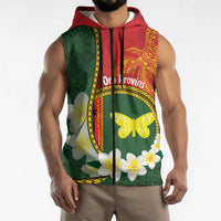 Personalised PNG Oro Provins Sleeveless Zip Hoodie Papua New Guinea Plumeria Melanesian Pattern LT14 - Polynesian Pride