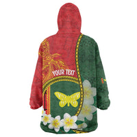 Personalised PNG Oro Provins Wearable Blanket Hoodie Papua New Guinea Plumeria Melanesian Pattern - Polynesian Pride