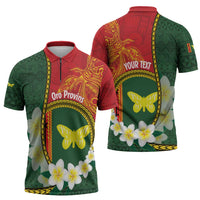 Personalised PNG Oro Provins Zipper Polo Shirt Papua New Guinea Plumeria Melanesian Pattern LT14 - Polynesian Pride