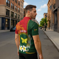 Personalised PNG Oro Provins Zipper Polo Shirt Papua New Guinea Plumeria Melanesian Pattern LT14 - Polynesian Pride