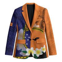 Personalised PNG Niu Ailan Blazer Papua New Guinea Plumeria Melanesian Pattern - Polynesian Pride