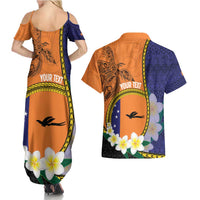 Personalised PNG Niu Ailan Couples Matching Summer Maxi Dress and Hawaiian Shirt Papua New Guinea Plumeria Melanesian Pattern - Polynesian Pride