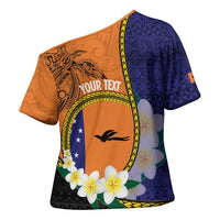 Personalised PNG Niu Ailan Cross Shoulder Shirt Papua New Guinea Plumeria Melanesian Pattern - Polynesian Pride