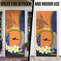 Personalised PNG Niu Ailan Door Cover Papua New Guinea Plumeria Melanesian Pattern - Polynesian Pride