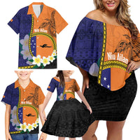 Personalised PNG Niu Ailan Family Matching Off Shoulder Short Dress and Hawaiian Shirt Papua New Guinea Plumeria Melanesian Pattern - Polynesian Pride