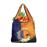 Personalised PNG Niu Ailan Grocery Bag Papua New Guinea Plumeria Melanesian Pattern - Polynesian Pride