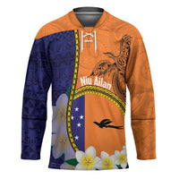Personalised PNG Niu Ailan Hockey Jersey Papua New Guinea Plumeria Melanesian Pattern LT14 Unisex Orange - Polynesian Pride