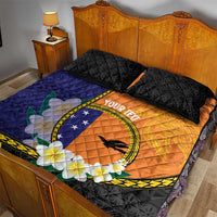 Personalised PNG Niu Ailan Quilt Bed Set Papua New Guinea Plumeria Melanesian Pattern - Polynesian Pride