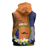 Personalised PNG Niu Ailan Sleeveless Zip Hoodie Papua New Guinea Plumeria Melanesian Pattern - Polynesian Pride