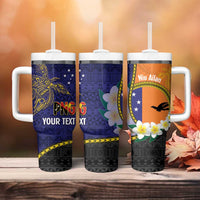 Personalised PNG Niu Ailan Tumbler With Handle Papua New Guinea Plumeria Melanesian Pattern - Polynesian Pride