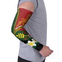 Personalised PNG Simbu Provins Arm Sleeves Papua New Guinea Plumeria Melanesian Pattern - Polynesian Pride