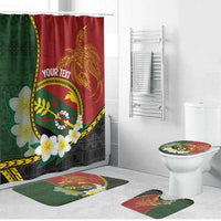 Personalised PNG Simbu Provins Bathroom Set Papua New Guinea Plumeria Melanesian Pattern LT14 Bathroom Set (4 pcs) Green - Polynesian Pride