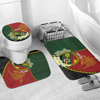 Personalised PNG Simbu Provins Bathroom Set Papua New Guinea Plumeria Melanesian Pattern LT14 Mat Set (3 pcs – No Curtain Included) One Size Green - Polynesian Pride