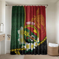 Personalised PNG Simbu Provins Bathroom Set Papua New Guinea Plumeria Melanesian Pattern LT14 Shower Curtain (No Mats Included) Green - Polynesian Pride