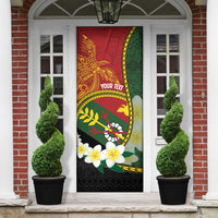 Personalised PNG Simbu Provins Door Cover Papua New Guinea Plumeria Melanesian Pattern - Polynesian Pride