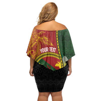 Personalised PNG Simbu Provins Family Matching Off Shoulder Short Dress and Hawaiian Shirt Papua New Guinea Plumeria Melanesian Pattern - Polynesian Pride