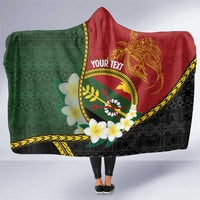 Personalised PNG Simbu Provins Hooded Blanket Papua New Guinea Plumeria Melanesian Pattern LT14 One Size Green - Polynesian Pride