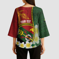 Personalised PNG Simbu Provins Kimono Sleeve Blouse Papua New Guinea Plumeria Melanesian Pattern - Polynesian Pride