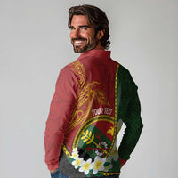 Personalised PNG Simbu Provins Long Sleeve Polo Shirt Papua New Guinea Plumeria Melanesian Pattern - Polynesian Pride