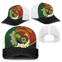 PNG Simbu Provins Mesh Trucker Cap Papua New Guinea Plumeria Melanesian Pattern LT14 - Polynesian Pride