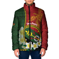 Personalised PNG Simbu Provins Padded Jacket Papua New Guinea Plumeria Melanesian Pattern LT14 Green - Polynesian Pride