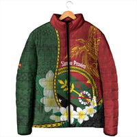 Personalised PNG Simbu Provins Padded Jacket Papua New Guinea Plumeria Melanesian Pattern LT14 - Polynesian Pride
