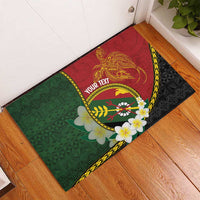 Personalised PNG Simbu Provins Rubber Doormat Papua New Guinea Plumeria Melanesian Pattern LT14 - Polynesian Pride