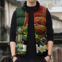 Personalised PNG Simbu Provins Sleeveless Puffer Jacket Papua New Guinea Plumeria Melanesian Pattern LT14 - Polynesian Pride
