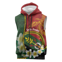 Personalised PNG Simbu Provins Sleeveless Zip Hoodie Papua New Guinea Plumeria Melanesian Pattern LT14 Green - Polynesian Pride