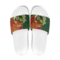 Personalised PNG Simbu Provins Slide Sandals Papua New Guinea Plumeria Melanesian Pattern - Polynesian Pride