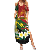 Personalised PNG Simbu Provins Summer Maxi Dress Papua New Guinea Plumeria Melanesian Pattern - Polynesian Pride