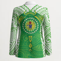 Cook Islands Manta Ray Blazer Kuki Airani Tattoo Green Color LT14 - Polynesian Pride