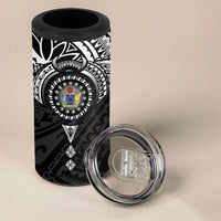 Cook Islands Manta Ray 4 in 1 Can Cooler Tumbler Kuki Airani Tattoo Black Color LT14 - Polynesian Pride