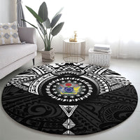 Cook Islands Manta Ray Round Carpet Kuki Airani Tattoo Black Color LT14 - Polynesian Pride