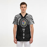 Cook Islands Manta Ray Scrub Top Kuki Airani Tattoo Black Color LT14 - Polynesian Pride